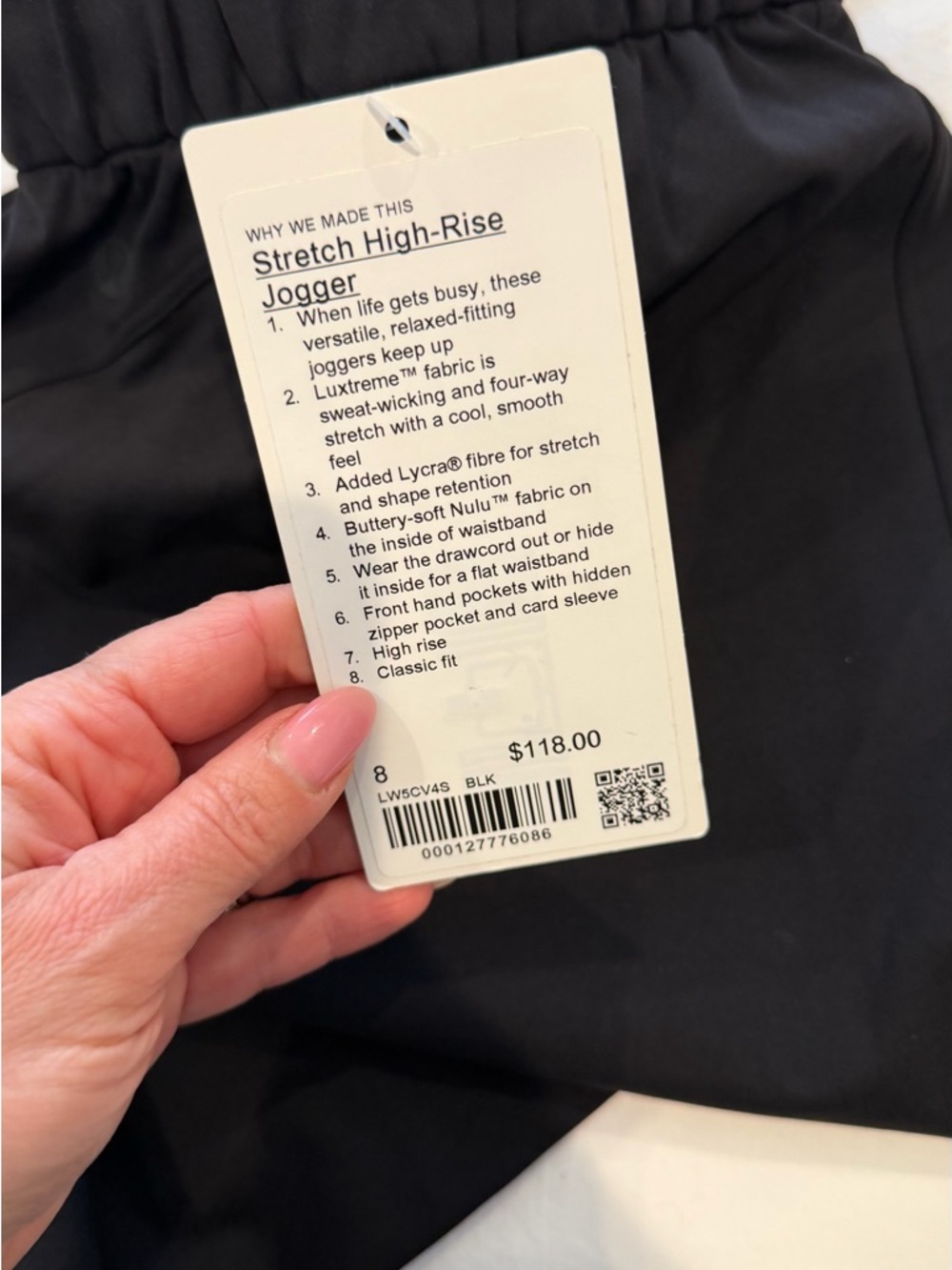 Lululemon Stretch High-Rise Jogger - Black sz 8